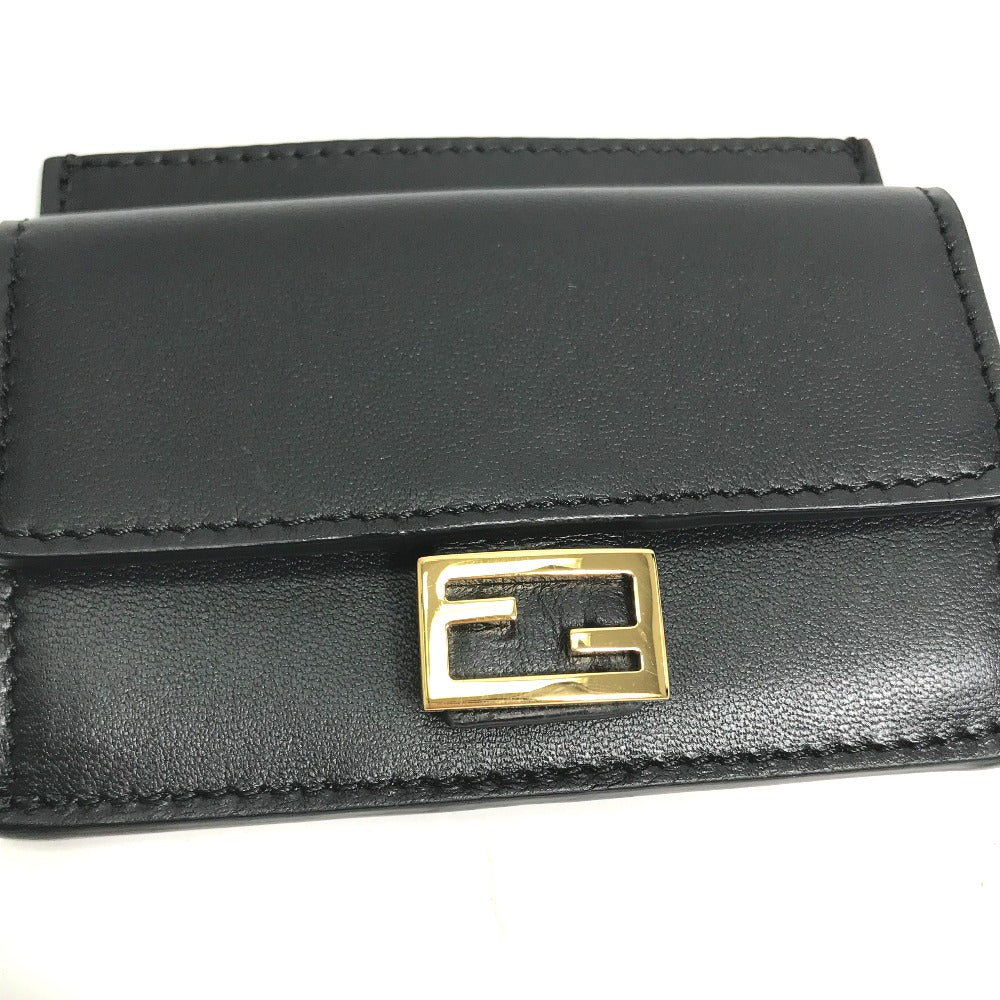 FENDI Coin case 8M0423 leather black baguette card holder
