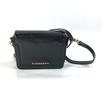 BURBERRY Shoulder Bag leather black logo Fastener design