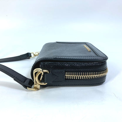 BURBERRY Shoulder Bag leather black logo Fastener design
