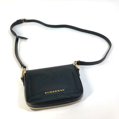 BURBERRY Shoulder Bag leather black logo Fastener design