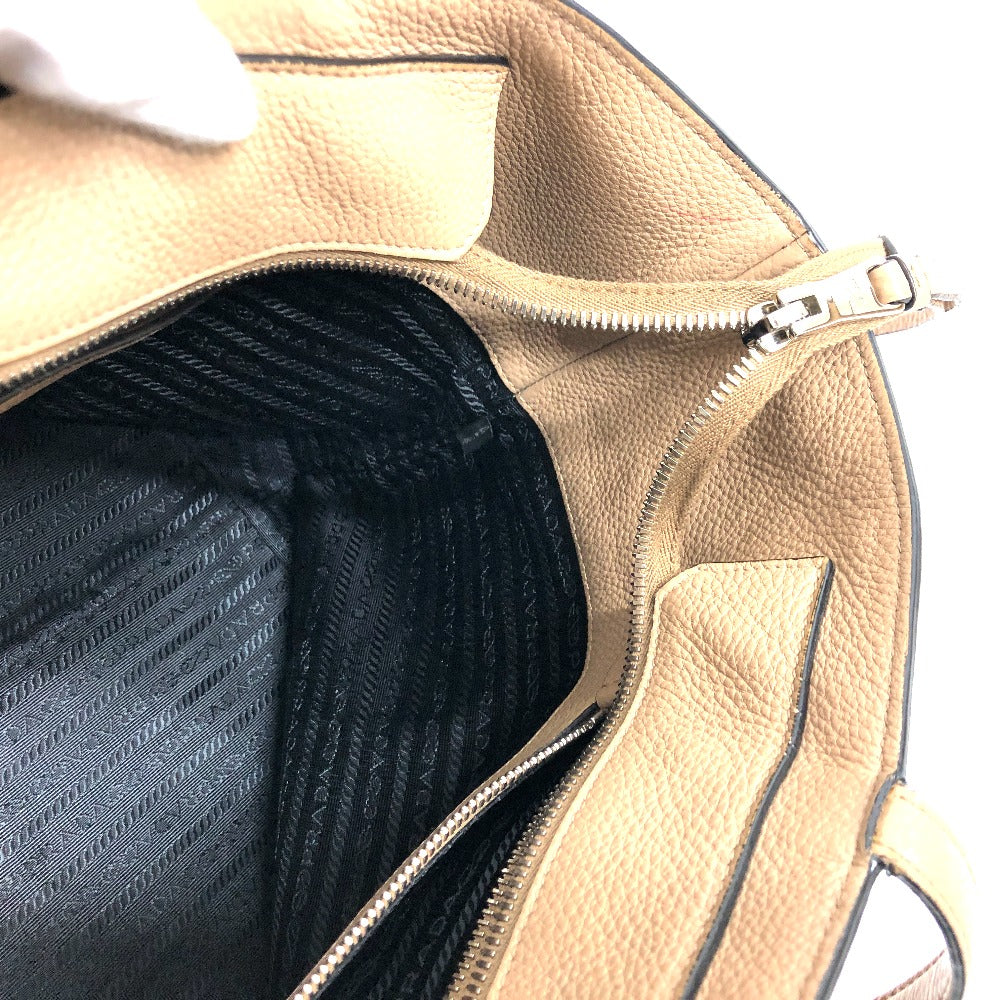 PRADA Tote Bag 1BG203 leather beige logo