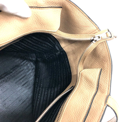 PRADA Tote Bag 1BG203 leather beige logo