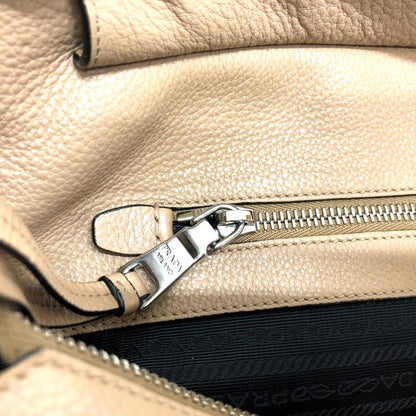 PRADA Tote Bag 1BG203 leather beige logo