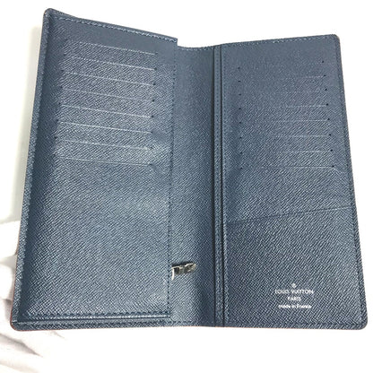 LOUIS VUITTON Long Wallet Purse M30662 Taiga Leather blue Taiga Portefeuille Braza