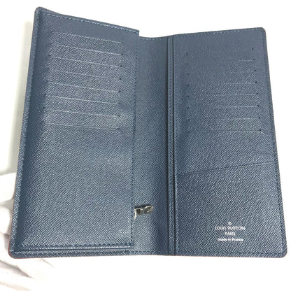 LOUIS VUITTON Long Wallet Purse M30662 Taiga Leather blue Taiga Portefeuille Braza