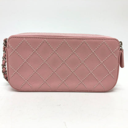 CHANEL Shoulder Bag A82527  lambskin pink CC COCO Mark Matelasse Wild Stitch Women Used Authentic