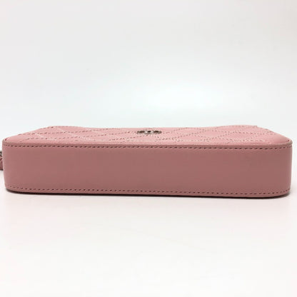 CHANEL Shoulder Bag A82527  lambskin pink CC COCO Mark Matelasse Wild Stitch Women Used Authentic