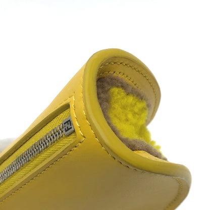 FENDI Bag charm 7AR706 leather yellow taco motif Coin case Women Used Authentic