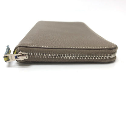 HERMES Long Wallet Purse Epsom Gray type Azap long silk in Women Used Authentic