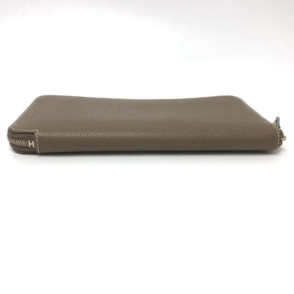 HERMES Long Wallet Purse Epsom Gray type Azap long silk in Women Used Authentic