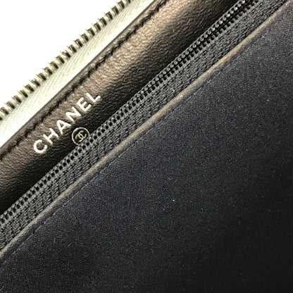 CHANEL Long Wallet Purse leather black airline triple coco Long wallet