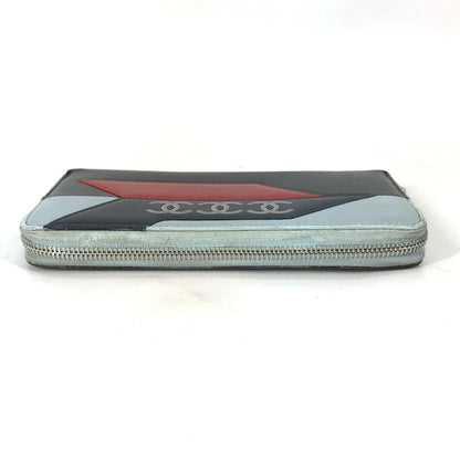 CHANEL Long Wallet Purse leather black airline triple coco Long wallet