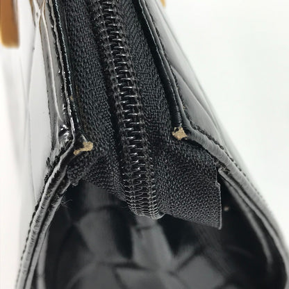 VERSACE Handbag leather black vintage embossed Medusa logo Women Used Authentic