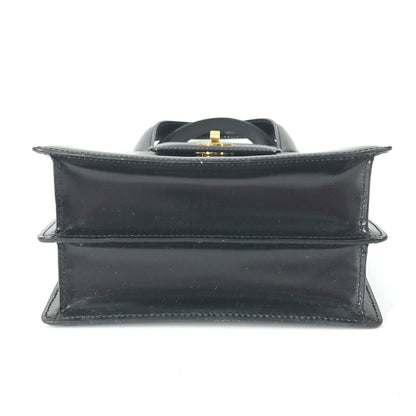 BVLGARI Handbag leather black logo 2WAY Women Used Authentic