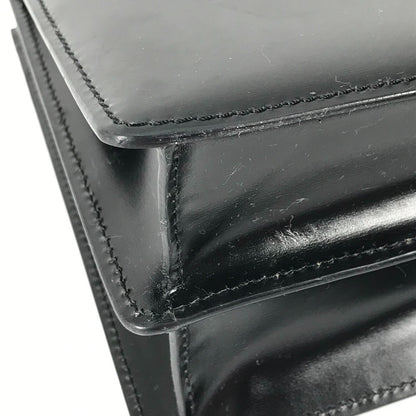BVLGARI Handbag leather black logo 2WAY Women Used Authentic