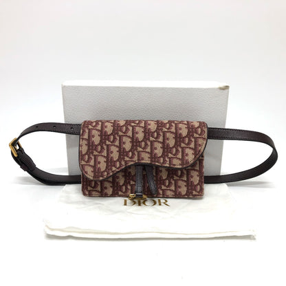 Christian Dior Sling bag Canvas leather Bordeaux Trotter SADDLE belt pouch Women Used Authentic