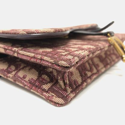 Christian Dior Sling bag Canvas leather Bordeaux Trotter SADDLE belt pouch Women Used Authentic