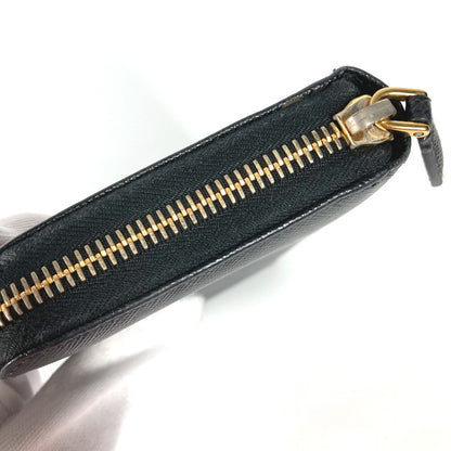 PRADA Long Wallet Purse Safiano leather black logo Zip Around
