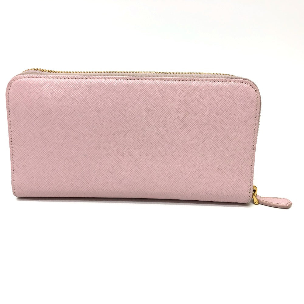 PRADA Long Wallet Purse 1ML506 saffiano leather pink logo Zippy wallet Women Used Authentic