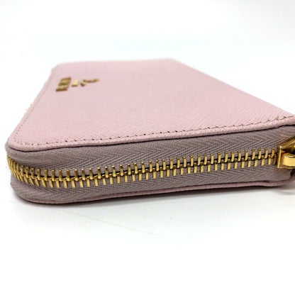 PRADA Long Wallet Purse 1ML506 saffiano leather pink logo Zippy wallet
