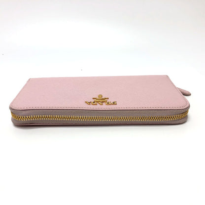 PRADA Long Wallet Purse 1ML506 saffiano leather pink logo Zippy wallet Women Used Authentic