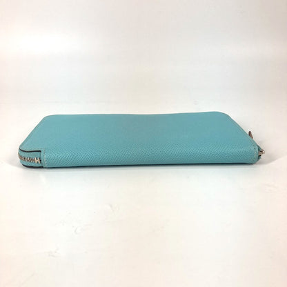 HERMES Long Wallet Purse Epsom blue Azap Long Silk in Women Used Authentic