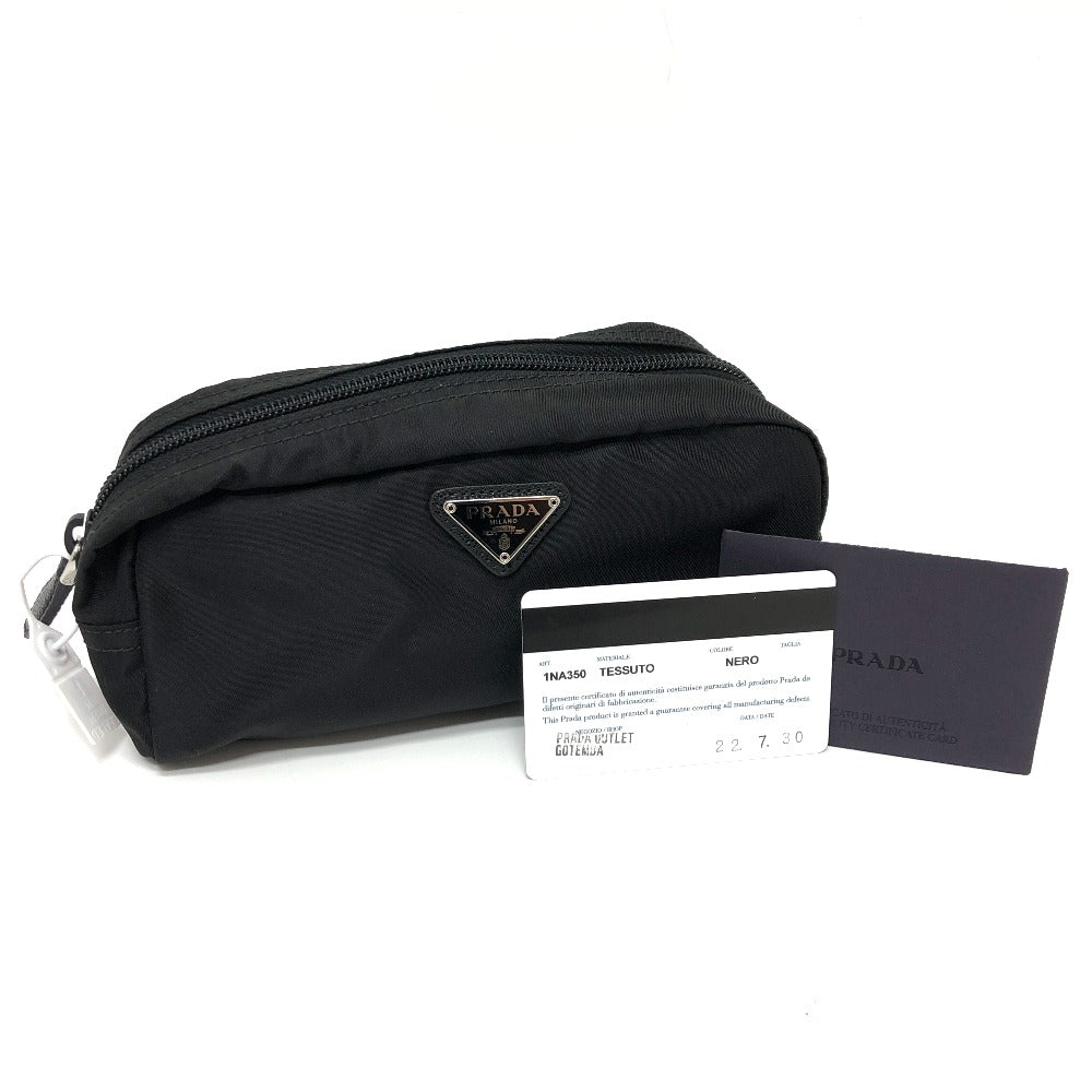 PRADA Pouch 1NA350 Nylon black Triangle logo Women Used Authentic