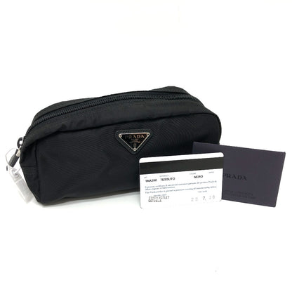 PRADA Pouch 1NA350 Nylon black Triangle logo Women Used Authentic