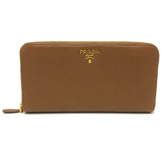 PRADA Long Wallet Purse 1M0506 leather Brown logo