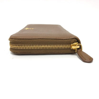 PRADA Long Wallet Purse 1M0506 leather Brown logo