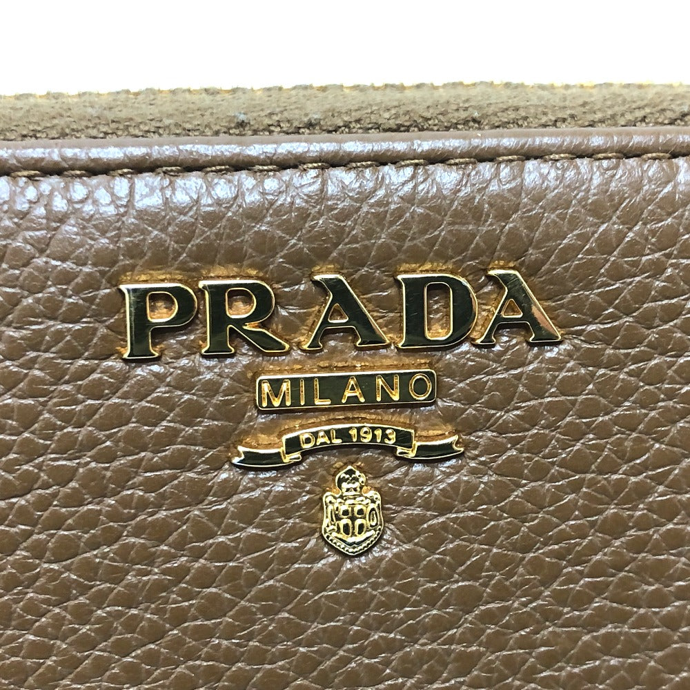 PRADA Long Wallet Purse 1M0506 leather Brown logo