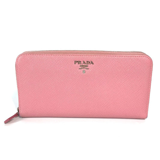 PRADA Long Wallet Purse saffiano leather pink Long wallet logo