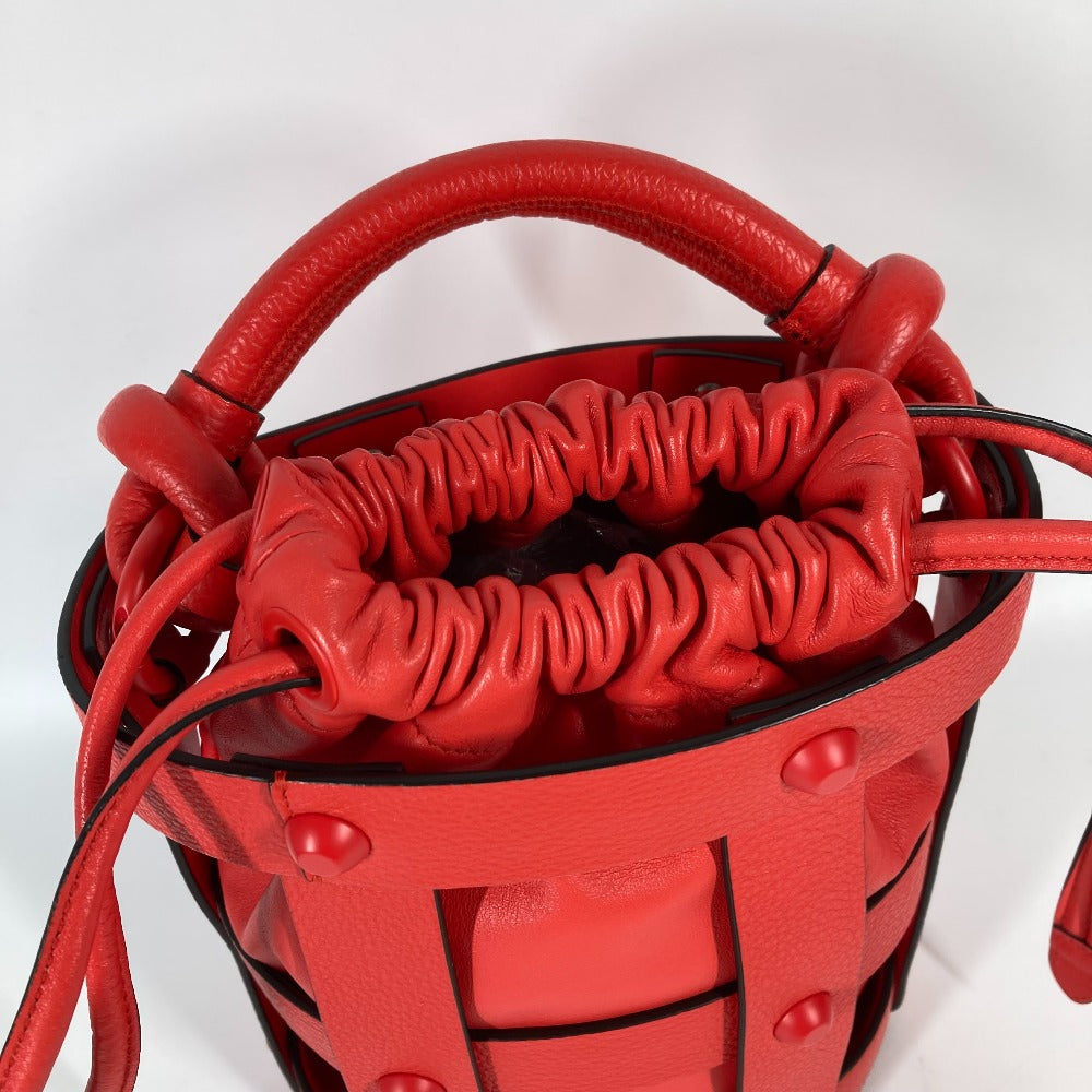 Salvatore Ferragamo Shoulder Bag leather Red Crossbody Cage Bag Women Used Authentic