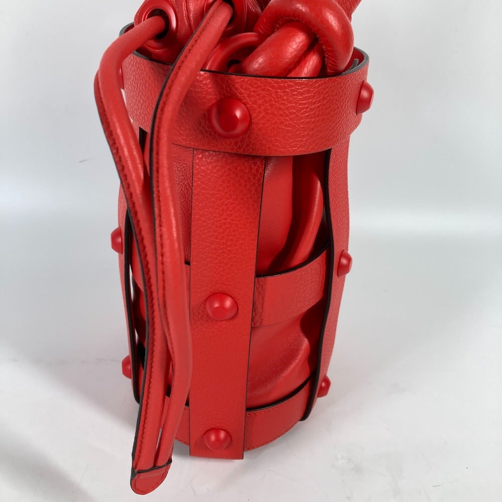 Salvatore Ferragamo Shoulder Bag leather Red Crossbody Cage Bag Women Used Authentic