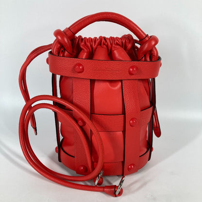 Salvatore Ferragamo Shoulder Bag leather Red Crossbody Cage Bag Women Used Authentic