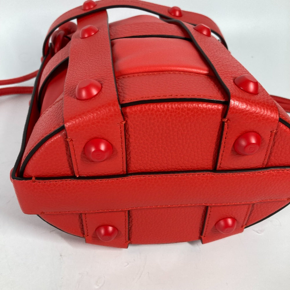 Salvatore Ferragamo Shoulder Bag leather Red Crossbody Cage Bag Women Used Authentic