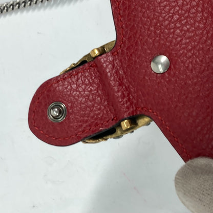 GUCCI Shoulder Bag 476432 leather Red 2WAY Bag Pouch Clutch Bag Dionysus Rhinestone Women Used Authentic