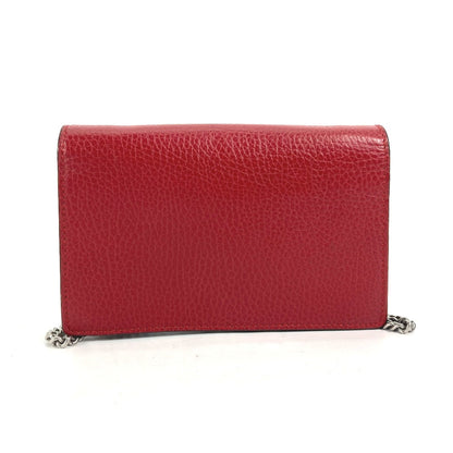 GUCCI Shoulder Bag 476432 leather Red 2WAY Bag Pouch Clutch Bag Dionysus Rhinestone Women Used Authentic