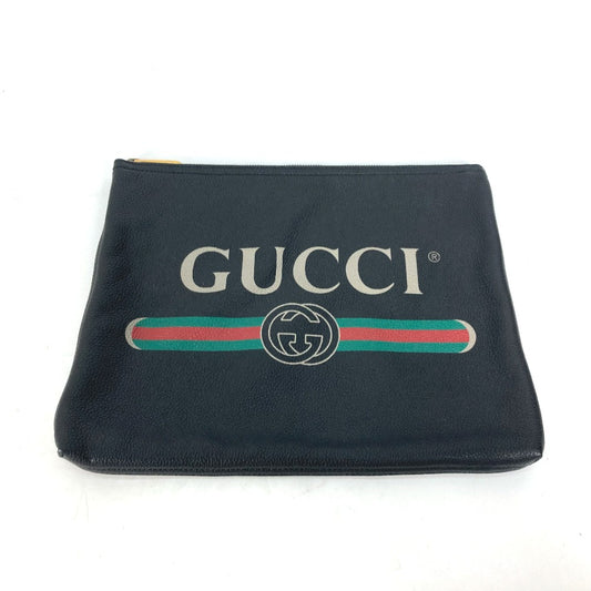 GUCCI Clutch bag 500981 leather black logo