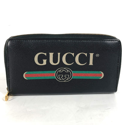 GUCCI Long Wallet Purse 496317 leather black logo