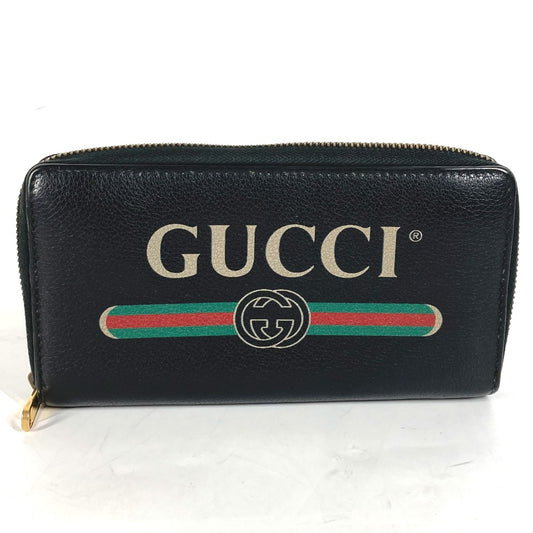 GUCCI Long Wallet Purse 496317 leather black logo