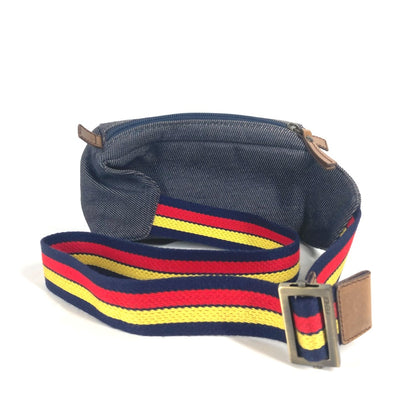 FENDI Sling bag Leather / canvas blue Denim Rainbow logo FF
