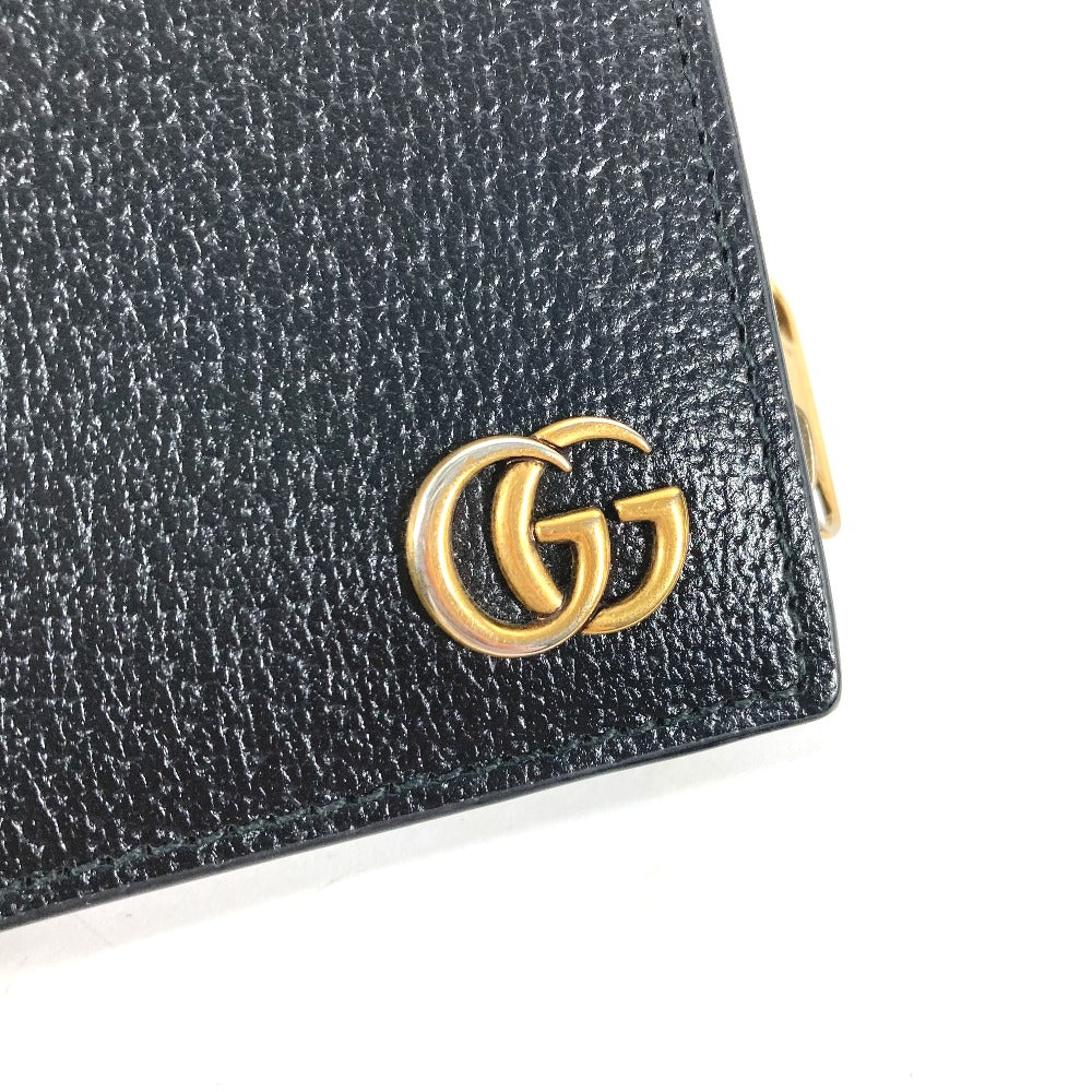 GUCCI Folded wallet 760223 leather black Double G Long Wallet Women Used Authentic
