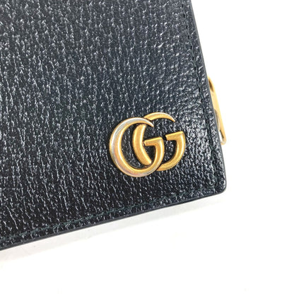GUCCI Folded wallet 760223 leather black Double G Long Wallet Women Used Authentic