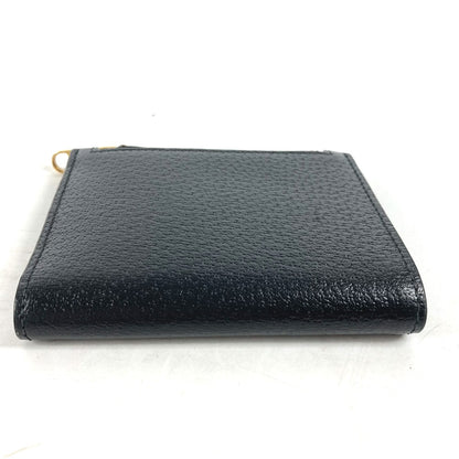 GUCCI Folded wallet 760223 leather black Double G Long Wallet Women Used Authentic