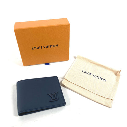 LOUIS VUITTON Folded wallet M81822 leather Navy LV Aero Portefeuille mens Used Authentic