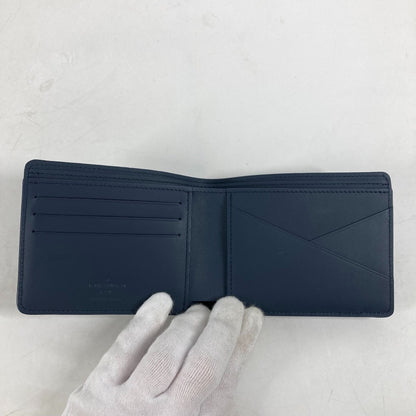 LOUIS VUITTON Folded wallet M81822 leather Navy LV Aero Portefeuille mens Used Authentic