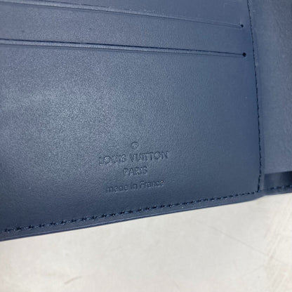 LOUIS VUITTON Folded wallet M81822 leather Navy LV Aero Portefeuille mens Used Authentic