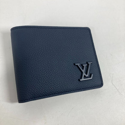 LOUIS VUITTON Folded wallet M81822 leather Navy LV Aero Portefeuille mens Used Authentic