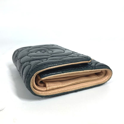 CHANEL Trifold wallet leather black By color Camelia